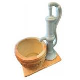 Two Smal Water Pump & Barrel Planters