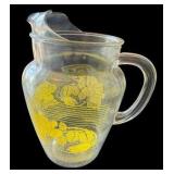 Vintage Pitcher & Glasses Bright Yellow Flower Set