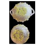 Vintage Indiana Frosted Glass & Green Wild Rose Depression Glass