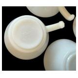 Set of 4 Fire King Milk Glass Bowls with Handles