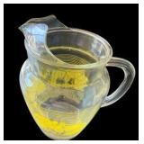 Vintage Pitcher & Glasses Bright Yellow Flower Set