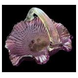 Small Purple Art Glass Basket