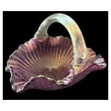 Small Purple Art Glass Basket