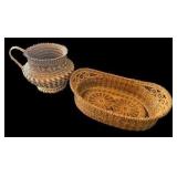 Handwoven Pine Needle Pitcher & Basket Tray