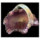 Small Purple Art Glass Basket