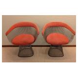 Pair of Vintage Knoll Platner Armchairs with Orange Fabric