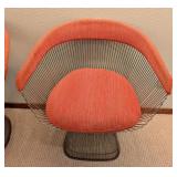 Pair of Vintage Knoll Platner Armchairs with Orange Fabric