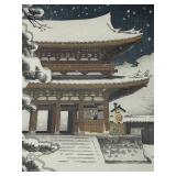 Nisaburo Ito Japanese Framed Woodblock Print - Ninnaji Temple in the Snow