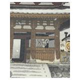 Nisaburo Ito Japanese Framed Woodblock Print - Ninnaji Temple in the Snow