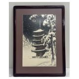 Nisaburo Ito Woodblock Print - Pagoda of Ninnaji Temple in Snow