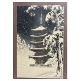 Nisaburo Ito Woodblock Print - Pagoda of Ninnaji Temple in Snow