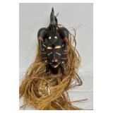 Senoufo Ceremonial Mask - Ivory Coast, 13-Inch Carved Wood with Raffia Hair