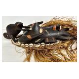 Senoufo Ceremonial Mask - Ivory Coast, 13-Inch Carved Wood with Raffia Hair
