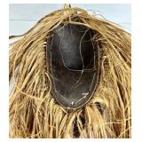 Senoufo Ceremonial Mask - Ivory Coast, 13-Inch Carved Wood with Raffia Hair