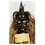 Senoufo Ceremonial Mask - Ivory Coast, 13-Inch Carved Wood with Raffia Hair
