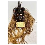 Senoufo Ceremonial Mask - Ivory Coast, 13-Inch Carved Wood with Raffia Hair