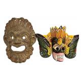 Sri Lanka Raksha Masks - Mini Hand-Painted Wooden Pair