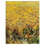 Landscape Painting - Lone Tree in Golden Field, Framed