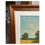 Landscape Painting - Lone Tree in Golden Field, Framed