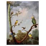 Jeannine Albert, Birds in Landscape Oil on Canvas, Framed