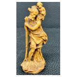 Vintage Wooden Carving St. Christopher Carrying the Christ Child