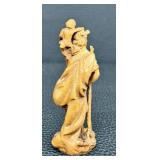 Vintage Wooden Carving St. Christopher Carrying the Christ Child