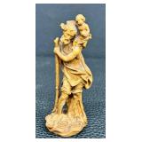 Vintage Wooden Carving St. Christopher Carrying the Christ Child