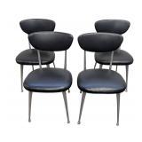 Gazelle Chairs (Lot of 4) - Vintage Mid-Century Black Vinyl Dining Chairs