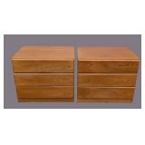Dixie Scova Vintage Wood Nightstands, Pair - 3-Drawer Bedside Tables