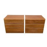Dixie Scova Vintage Wood Nightstands, Pair - 3-Drawer Bedside Tables