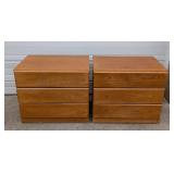 Dixie Scova Vintage Wood Nightstands, Pair - 3-Drawer Bedside Tables