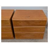 Dixie Scova Vintage Wood Nightstands, Pair - 3-Drawer Bedside Tables