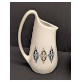 Mid Century Modern Iroquois China in Blue Diamonds Pattern Creamer Pitcher & Sugar Bowl / Ben Seibel Blue Diamonds