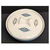 Mid Century Modern Iroquois China in Blue Diamonds Pattern Creamer Pitcher & Sugar Bowl / Ben Seibel Blue Diamonds