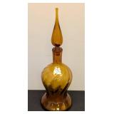 Mid Century Empoli Italian Art Glass Genie Bottle Decanter