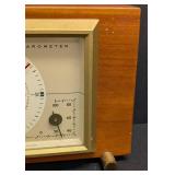 Airguide Barometer - Vintage Wooden Case Weather Instrument with Temp & Humidity Gauges