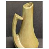 Vintage Mid Century Ceramic Vase & Pitcher Set - Olive Green Vessel & Brown Glazed Jug