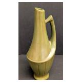 Vintage Mid Century Ceramic Vase & Pitcher Set - Olive Green Vessel & Brown Glazed Jug