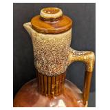 Vintage Mid Century Ceramic Vase & Pitcher Set - Olive Green Vessel & Brown Glazed Jug