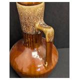 Vintage Mid Century Ceramic Vase & Pitcher Set - Olive Green Vessel & Brown Glazed Jug