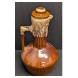 Vintage Mid Century Ceramic Vase & Pitcher Set - Olive Green Vessel & Brown Glazed Jug