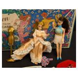 Vintage Dawn Doll Case with 3 Vintage Dawn Dolls & Outfits
