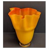 Unsigned Vintage Ruffled Art Glass Vase