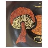 Mid Century Couroc Mushroom Platter, Satin Black with Wood Inlay