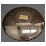 Mid Century Couroc Mushroom Platter, Satin Black with Wood Inlay