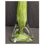 Vintage Green Glass Vase - Poland Made