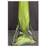 Vintage Green Glass Vase - Poland Made