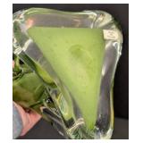 Vintage Green Glass Vase - Poland Made