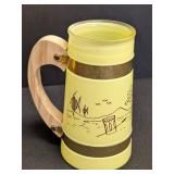 Set of Four Vintage Benner Siesta Ware Barrel Tiki Mugs with Wooden Handles