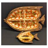 Mid Century Treasure Craft Fish-Shaped Ceramic Serving Plates (2)